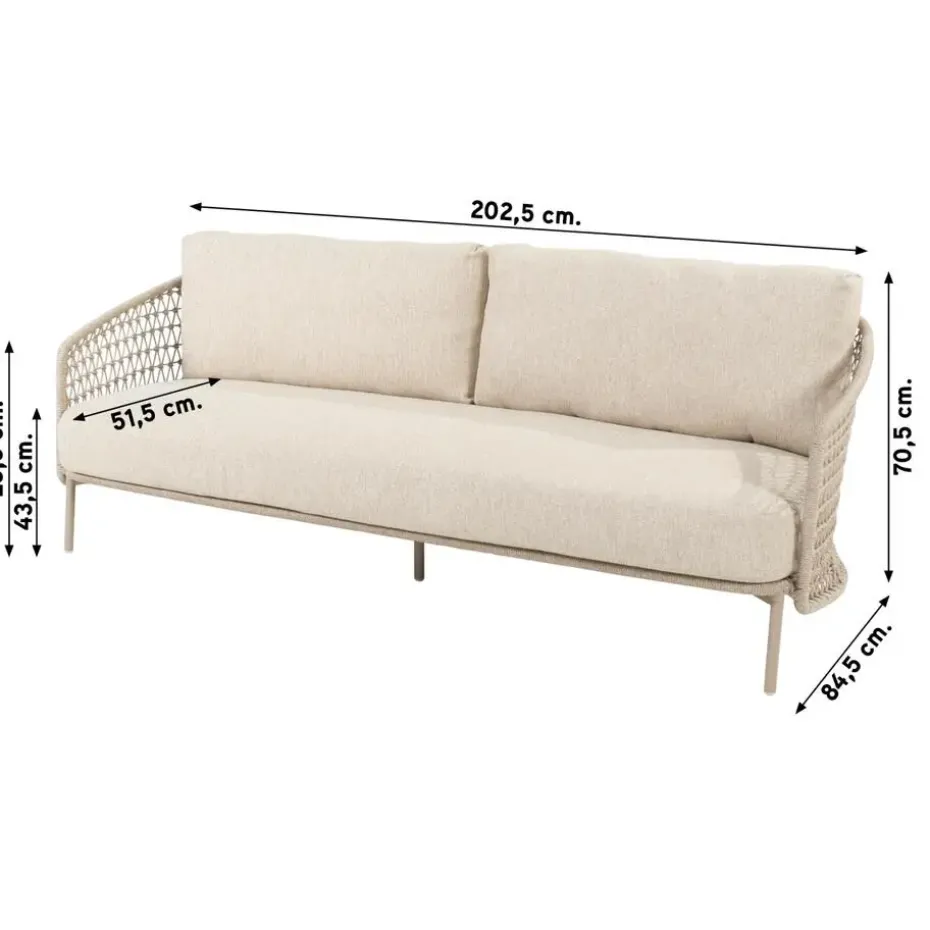 4 Seasons Puccini 3-zits loungebank - Rope