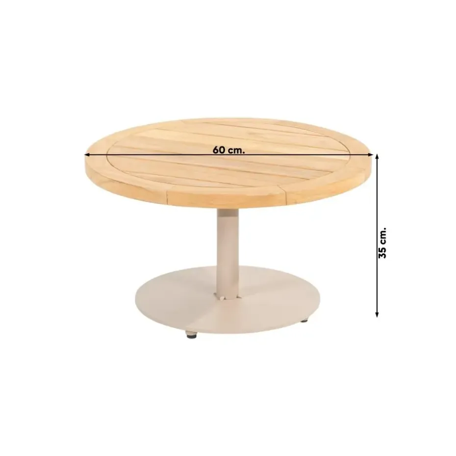 4 Seasons Volta teak salontafel - Ø60 cm. taupe