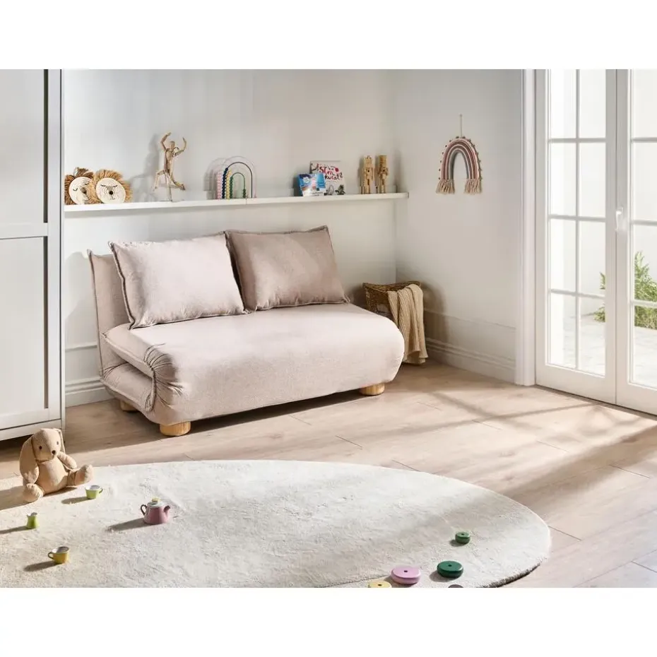 ABISKO - Slaapbank 2-zits - Beige - Kunstlinnen