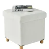 ACAZA Poef met Opbergruimte - Poef met pootjes - 40x37x37cm - Wit