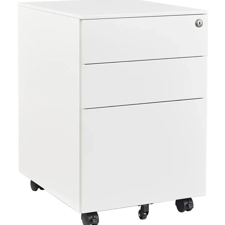 Afsluitbaar ladeblok / bureaukast 39x60 cm - 3 lades - Wit