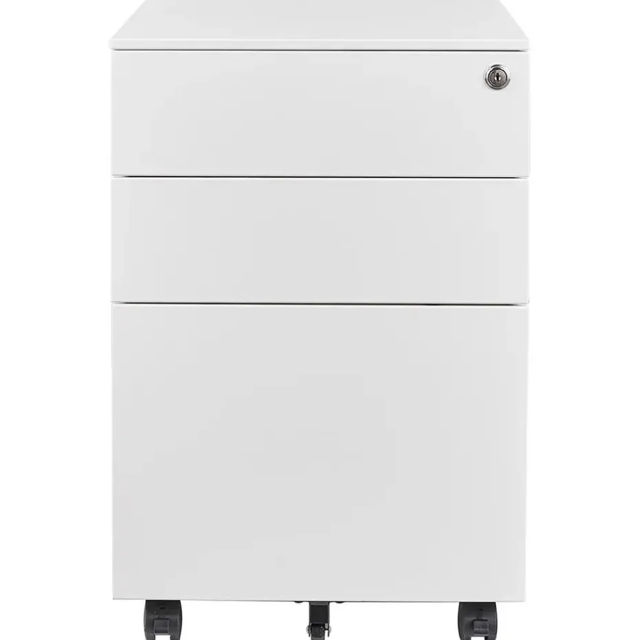 Afsluitbaar ladeblok / bureaukast 39x60 cm - 3 lades - Wit