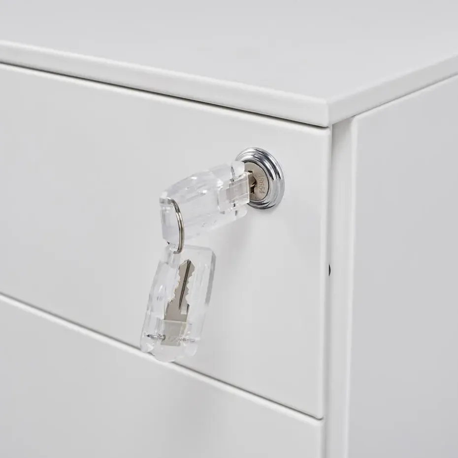 Afsluitbaar ladeblok / bureaukast 39x60 cm - 3 lades - Wit