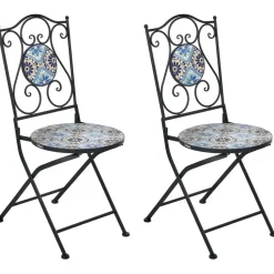 AGGIUS - Set van 2 tuinstoelen - Zwart - IJzer