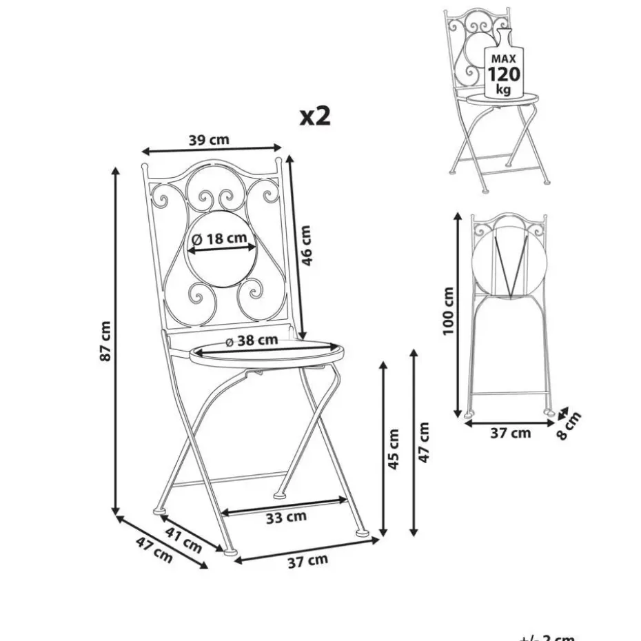 AGGIUS - Set van 2 tuinstoelen - Zwart - IJzer