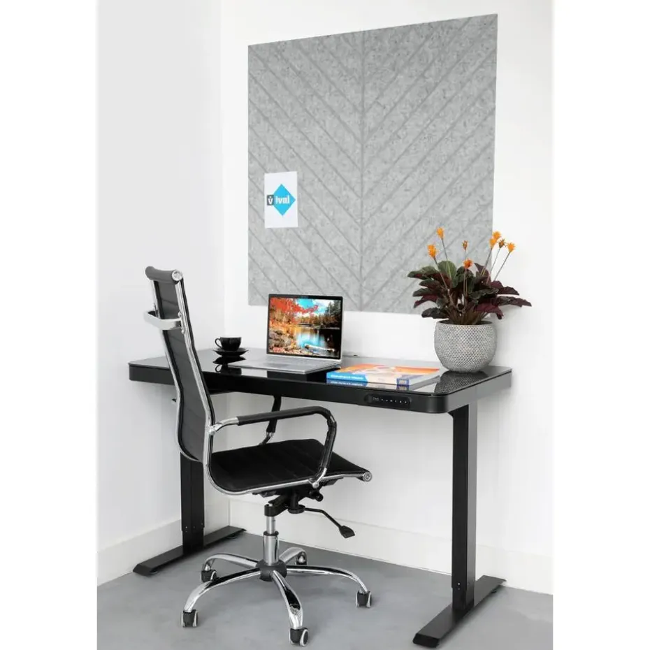 Akoestisch wandpaneel PET-vilt - 100x100cm - Visgraat motief Lichtgrijs