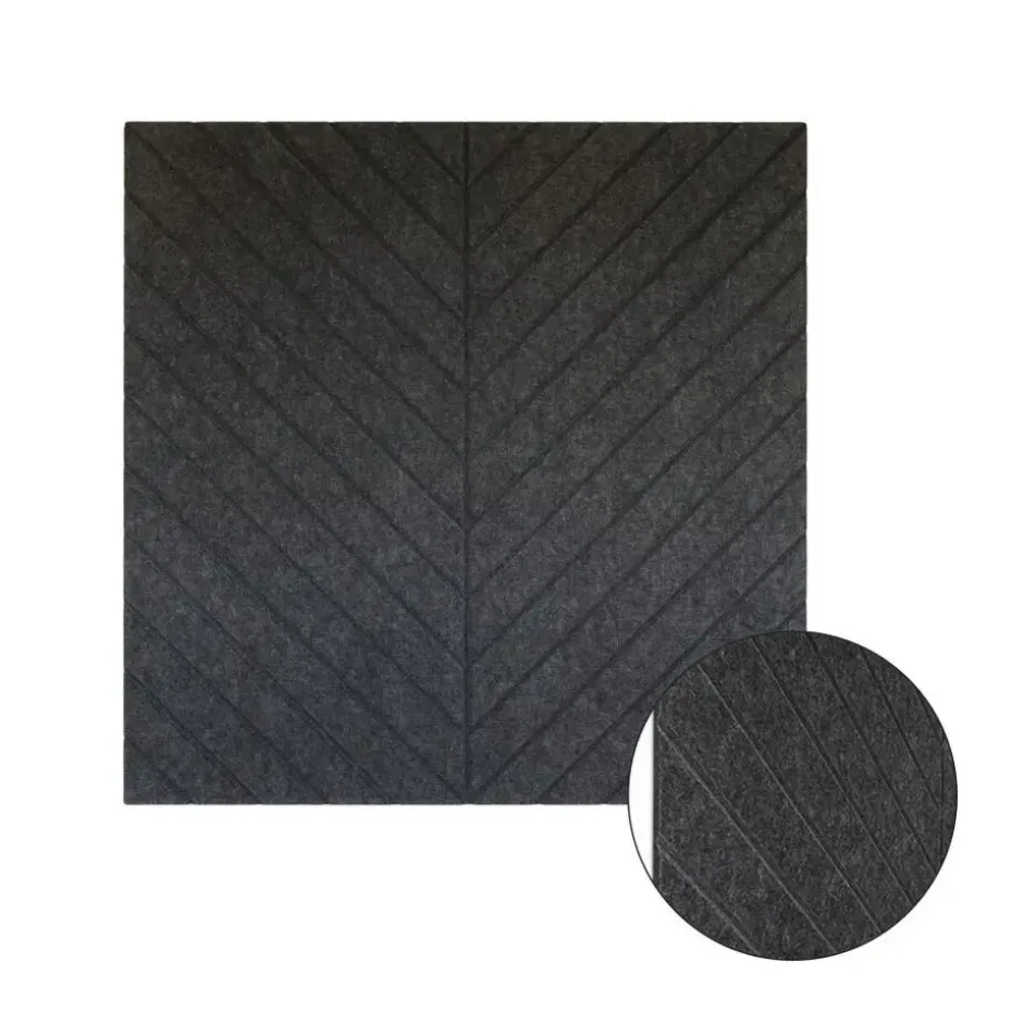 Akoestisch wandpaneel PET-vilt - 100x100cm - Visgraat motief Antraciet