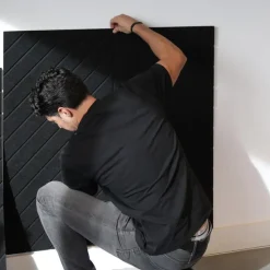 Akoestisch wandpaneel PET-vilt - 100x100cm - Visgraat motief Antraciet
