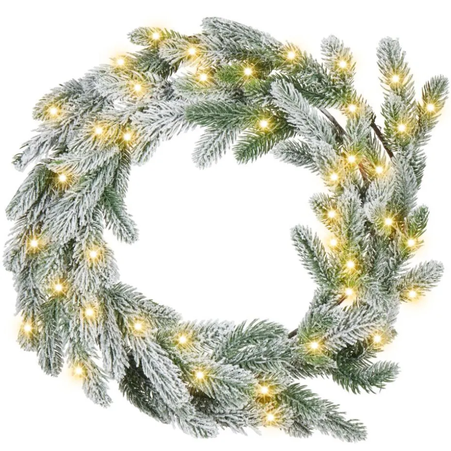 ALBINI - Krans met LED - Groen - 45 cm - Synthetisch