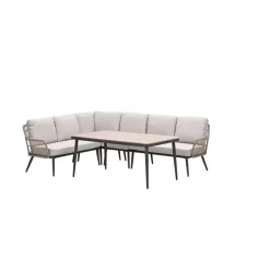 Allasio lounge-dining hoekset - 5-dlg. - c.black - desert sand - VW