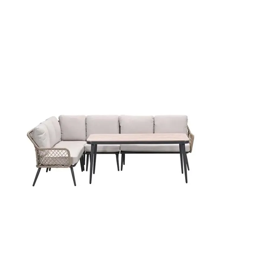 Allasio lounge-dining hoekset - 5-dlg. - c.black - desert sand - VW