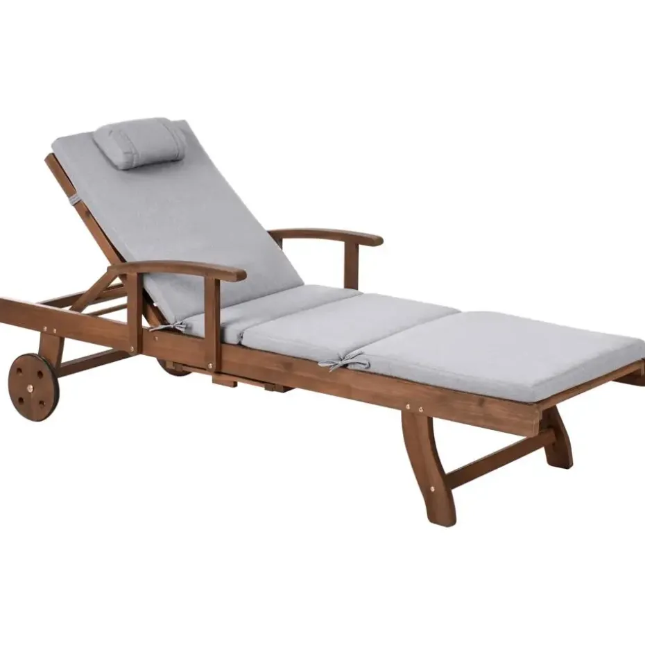 AMANTEA PREMIUM II - Tuinligstoel - Grijs - Acaciahout