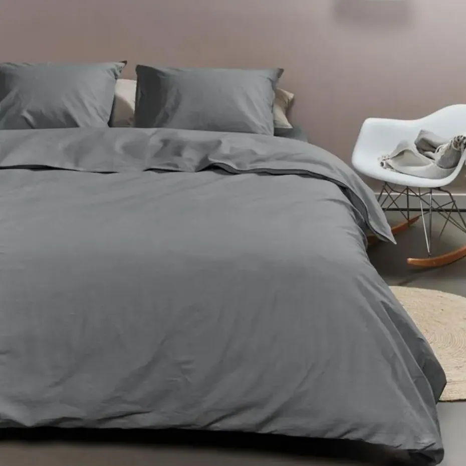 Ambiante Cotton Uni dekbedovertrek - 240x200/220 - Grijs