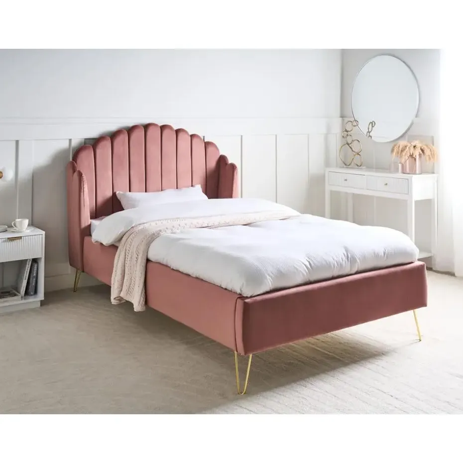 AMBILLOU - Tweepersoonsbed - Roze - 120 x 200 cm - Fluweel