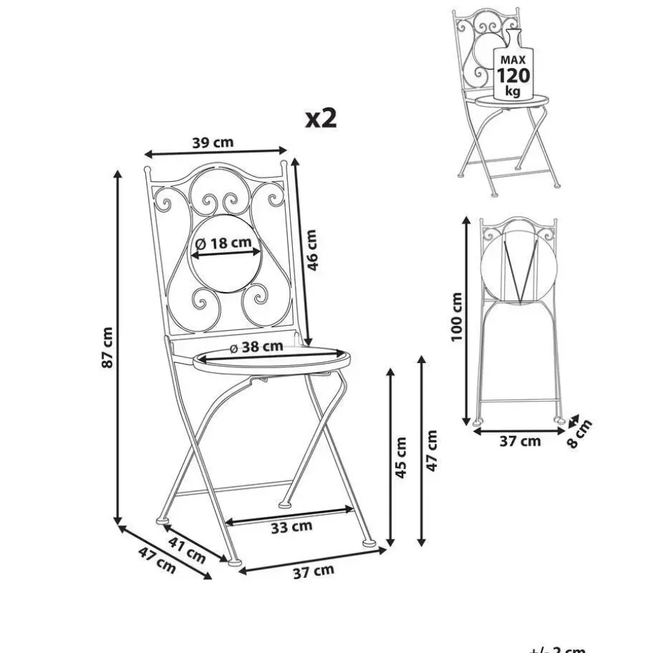ANAPO - Set van 2 tuinstoelen - Zwart - IJzer