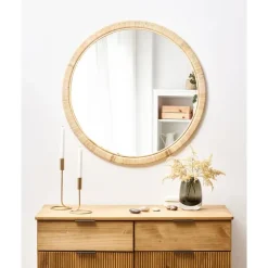 ANLEZY - Wandspiegel - Naturel - Rotan
