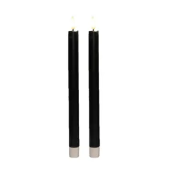 Anna Collection Led dinerkaarsen - 2x - zwart - 25 cm - 3D vlam