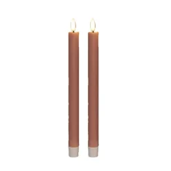 Anna Collection Led dinerkaarsen - 2x - roze - 25 cm - 3D vlam