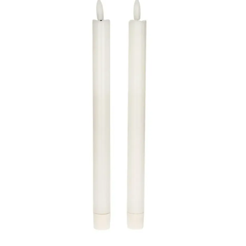 Anna Collection Led dinerkaarsen - 2x st - wit - 24 cm - 3D lont
