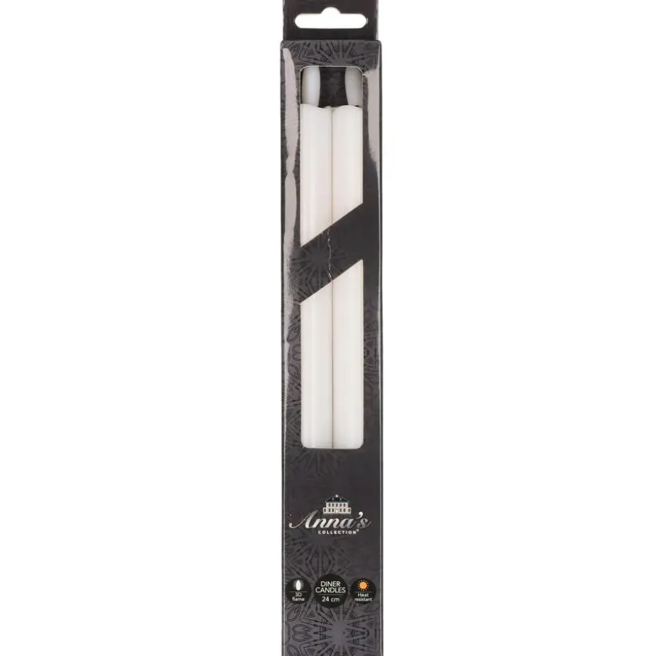 Anna Collection Led dinerkaarsen - 2x st - wit - 24 cm - 3D lont