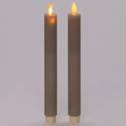 Anna Collection LED dinerkaarsen - 2x - taupe kleur - 23 cm