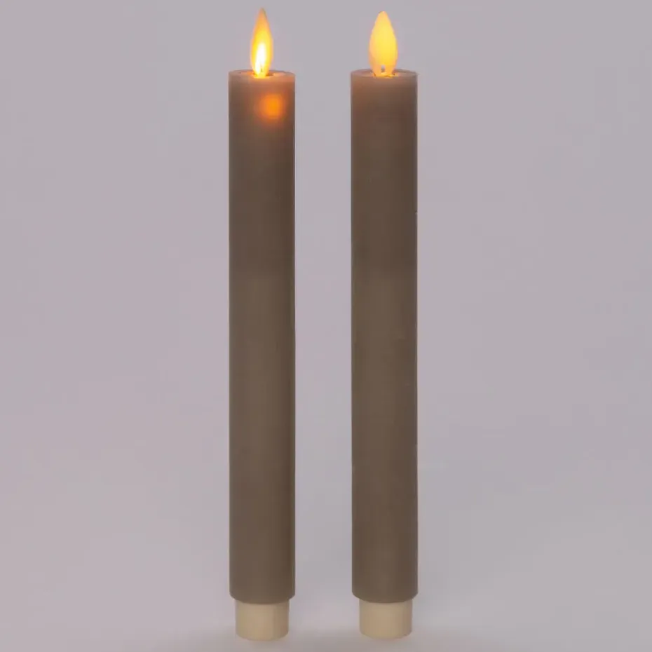 Anna Collection LED dinerkaarsen - 2x - taupe kleur - 23 cm