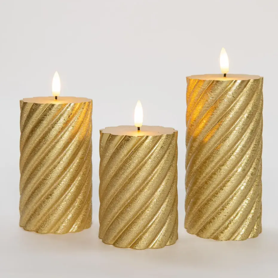 Anna Collection LED kaarsen - 3x - goud -swirl -afstandsbediening