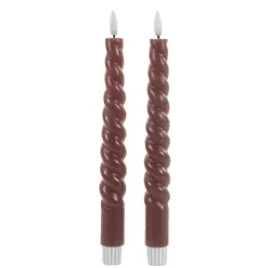 Anna Collection LED swirl dinerkaarsen - 2x st - antiek roze - 23 cm
