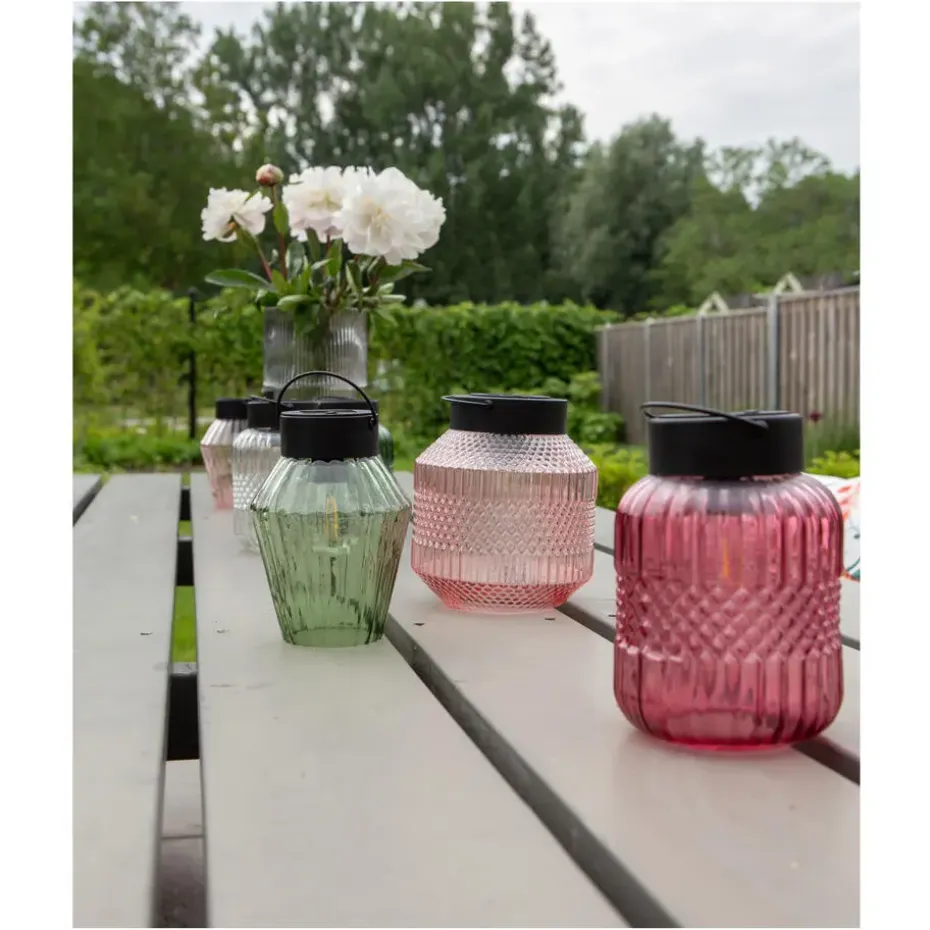 Anna Collection Tuin lantaarn Julia - Solar - zwart - D16 x H16 cm