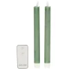 Anna's Collection LED dinerkaarsen - 2x - jade groen - 23 cm