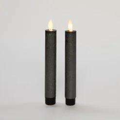 Anna's Collection LED dinerkaarsen - 2x - antraciet grijs - 18 cm