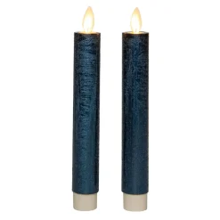 Anna's Collection LED dinerkaarsen - 2x - metallic blauw - 18 cm