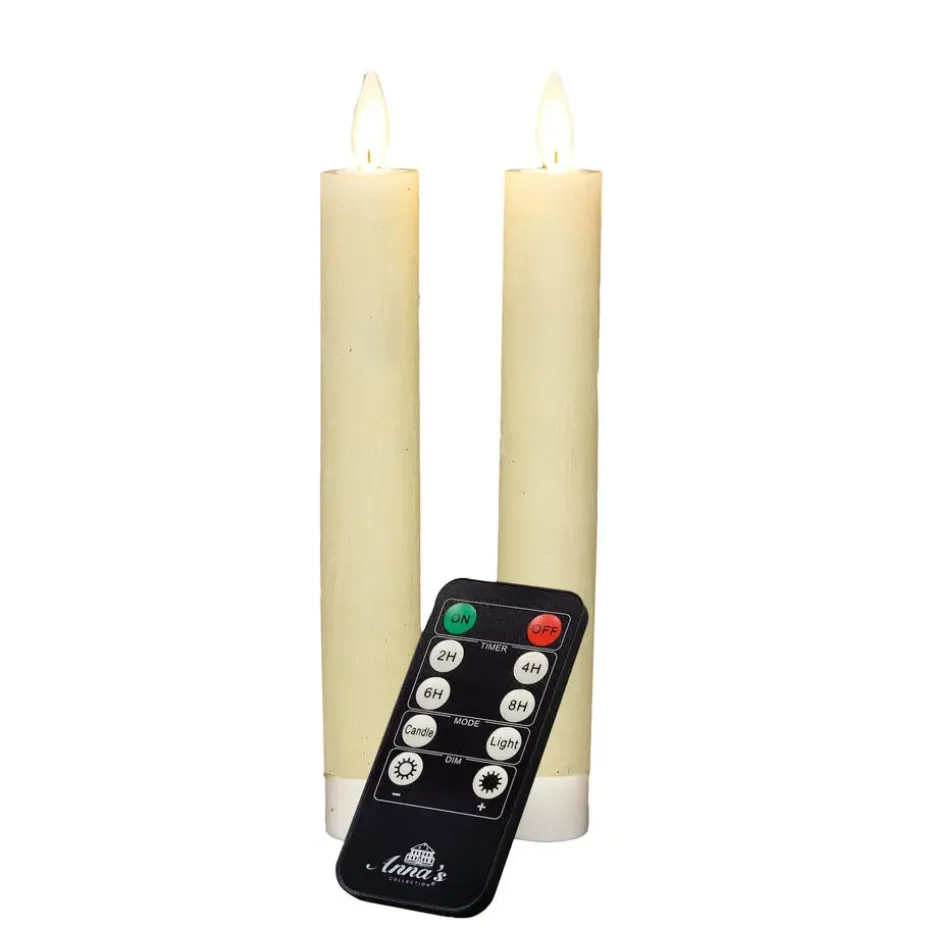 Anna's Collection LED dinerkaarsen - 2x - ivoor wit - 18 cm