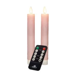 Anna's Collection LED dinerkaarsen - 2x st - lichtroze - 18 cm
