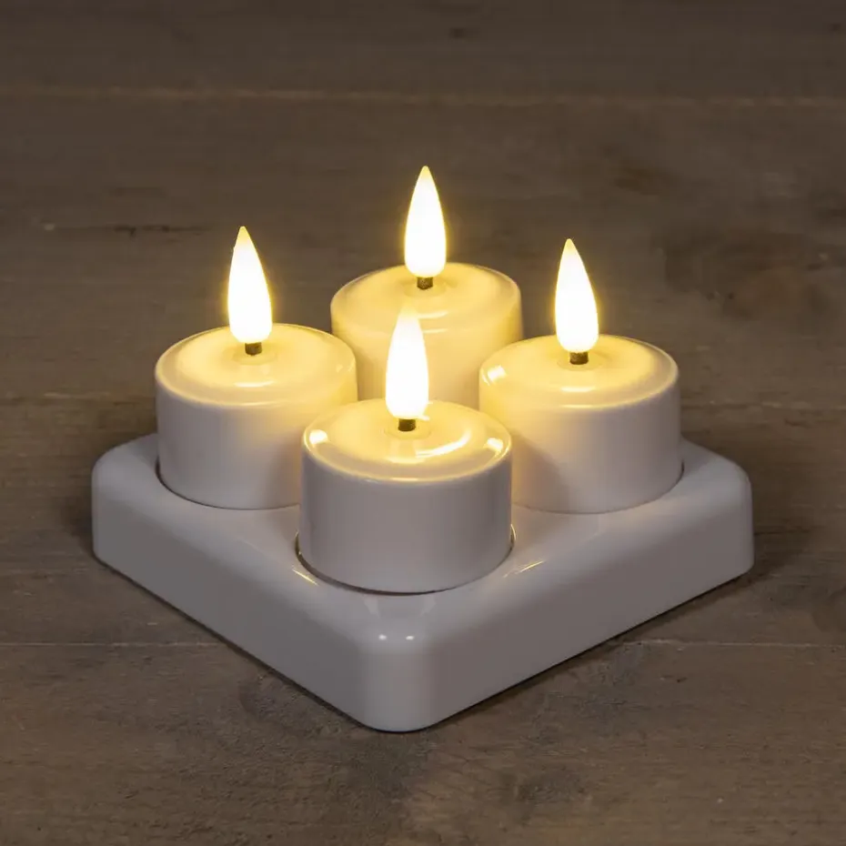 Anna's Collection LED waxinelichtjes - 4x -wit - oplaadbaar
