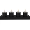 Anna's Collection Oplaadbare LED theelichtjes - 4x - zwart -H6 cm