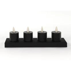 Anna's Collection Oplaadbare LED theelichtjes - 4x - zwart -H6 cm