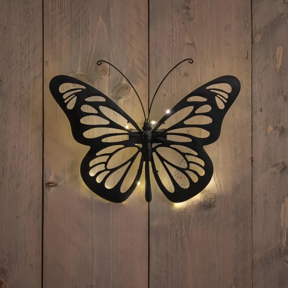 Anna's Collection Solar wandlamp - vlinder - 25 x 35 cm - metaal