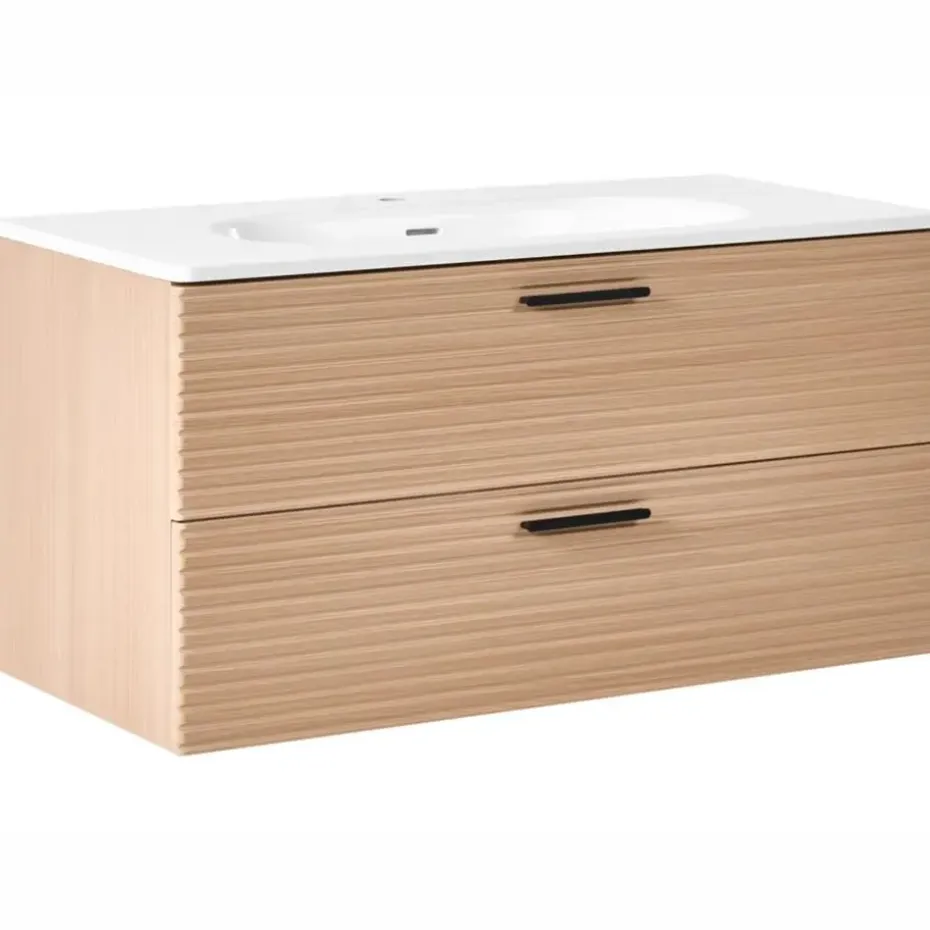 ARAPA - Wandgemonteerd meubel met wasbak - Lichtbruin - MDF