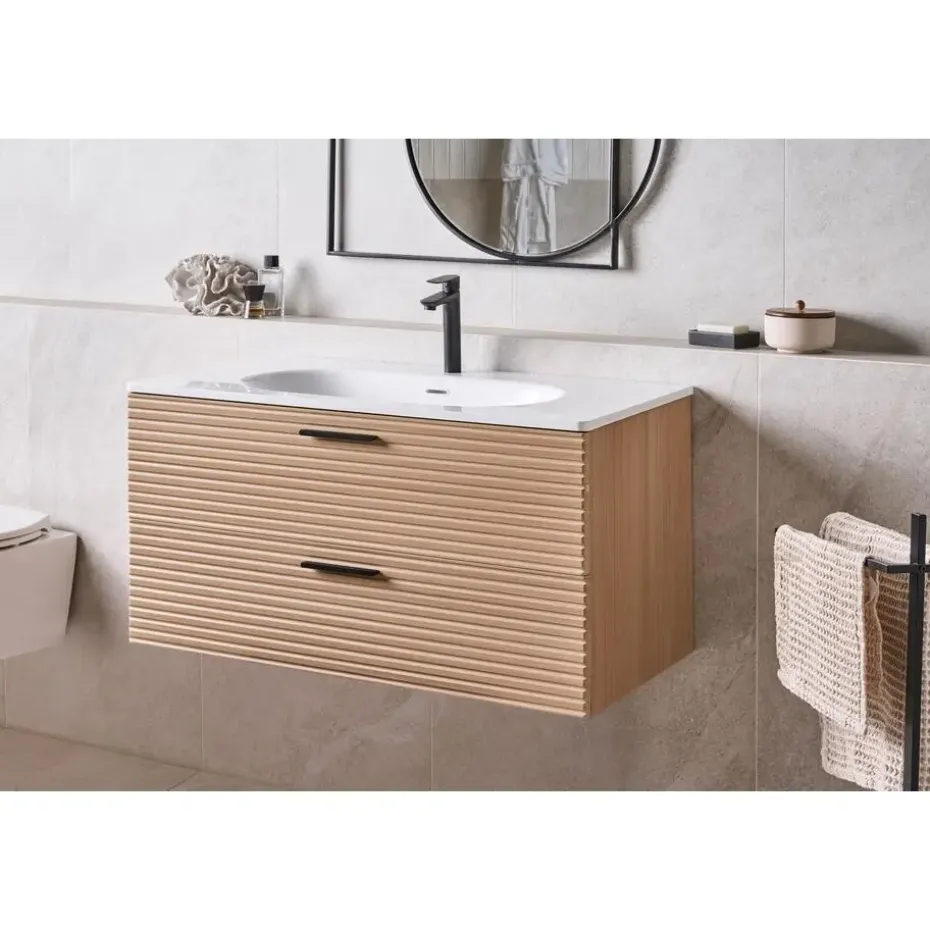 ARAPA - Wandgemonteerd meubel met wasbak - Lichtbruin - MDF
