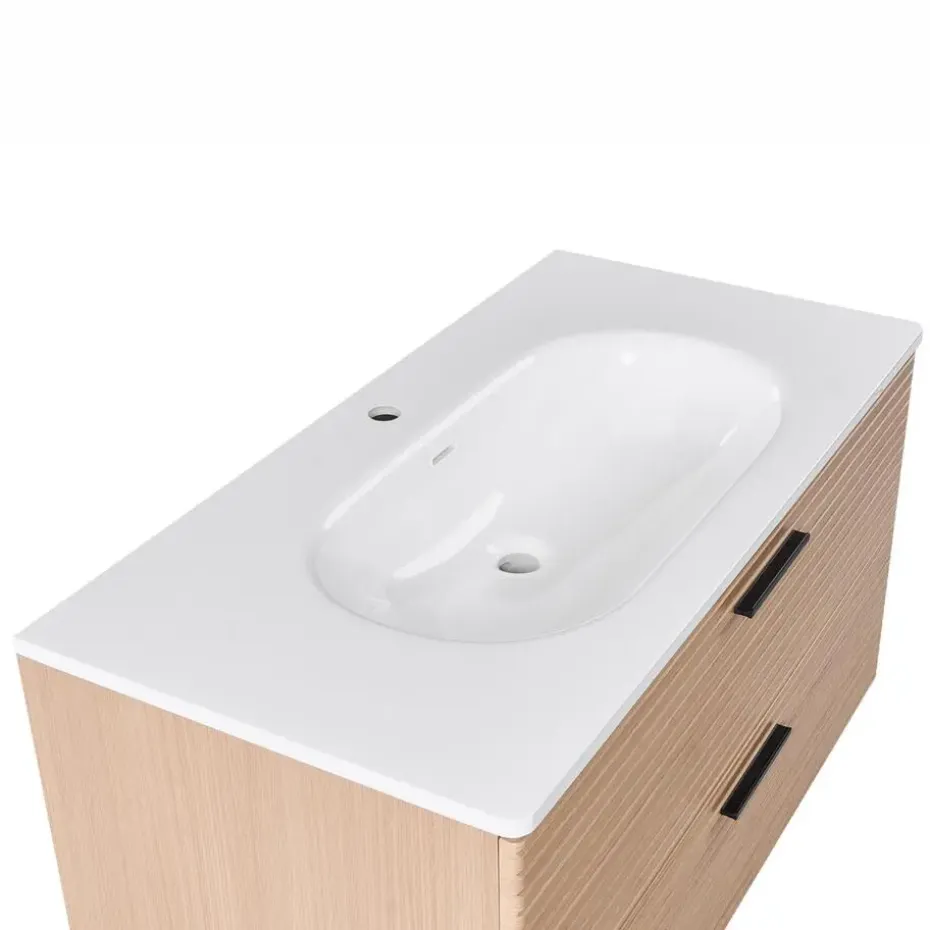 ARAPA - Wandgemonteerd meubel met wasbak - Lichtbruin - MDF