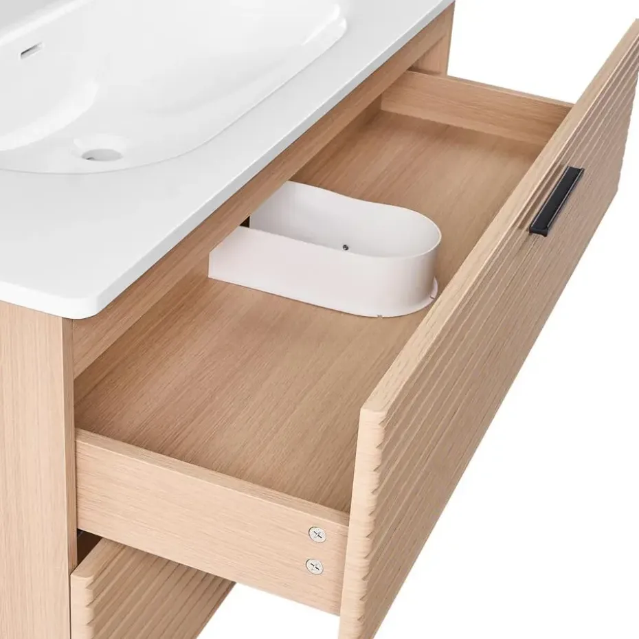 ARAPA - Wandgemonteerd meubel met wasbak - Lichtbruin - MDF