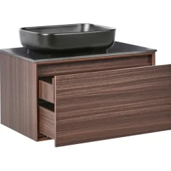 ARICA - Badkamermeubel met wastafel - Donkerbruin - 80 cm - MDF