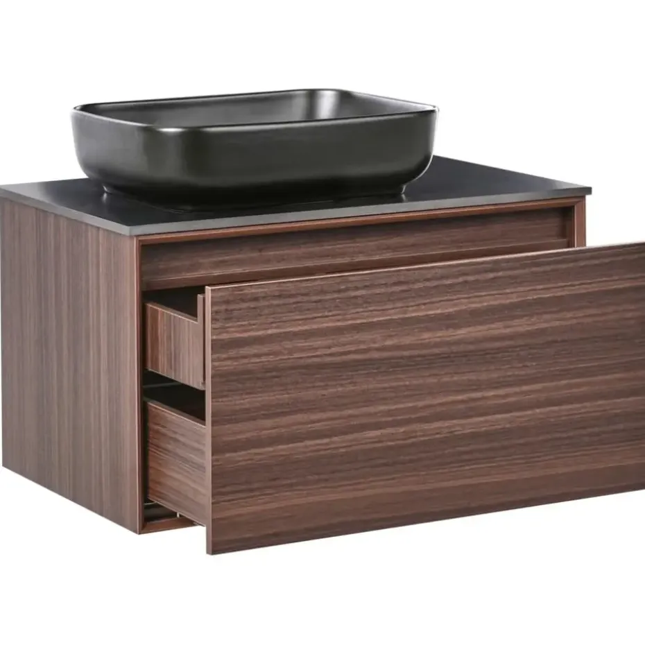 ARICA - Badkamermeubel met wastafel - Donkerbruin - 80 cm - MDF