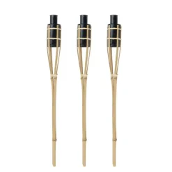 Articasa Tuinfakkels voor lampenolie - 3x stuks - 60 cm - bamboe