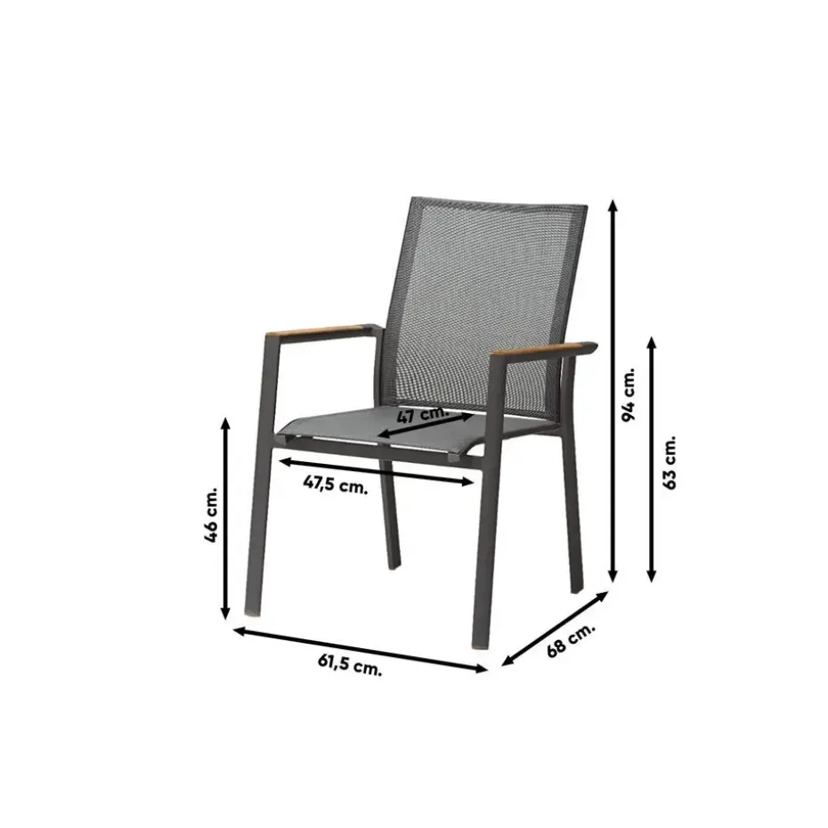 Atmos stapelbare tuinstoel - Antraciet/Teak