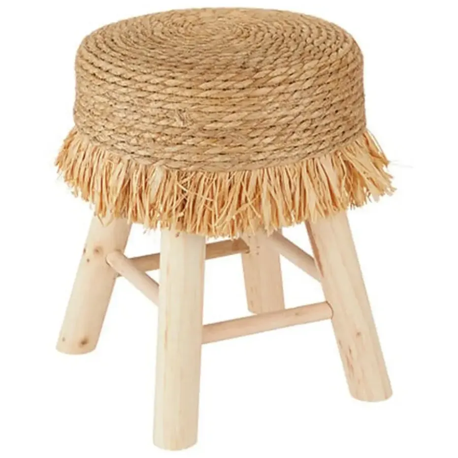 Atmosphera Bijzet krukje model Yucatan - beige - H40 cm