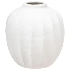 Atmosphera Bloemenvaas - creme wit - kunststeen - D25 x H28 cm