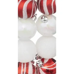 Atmosphera kerstballen 12x -kunststof - parelmoer wit/rood - 4 cm