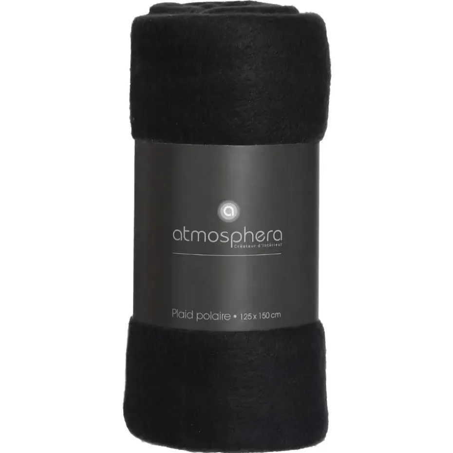 Atmosphera Plaid - zwart - polyester - 125 x 150 cm